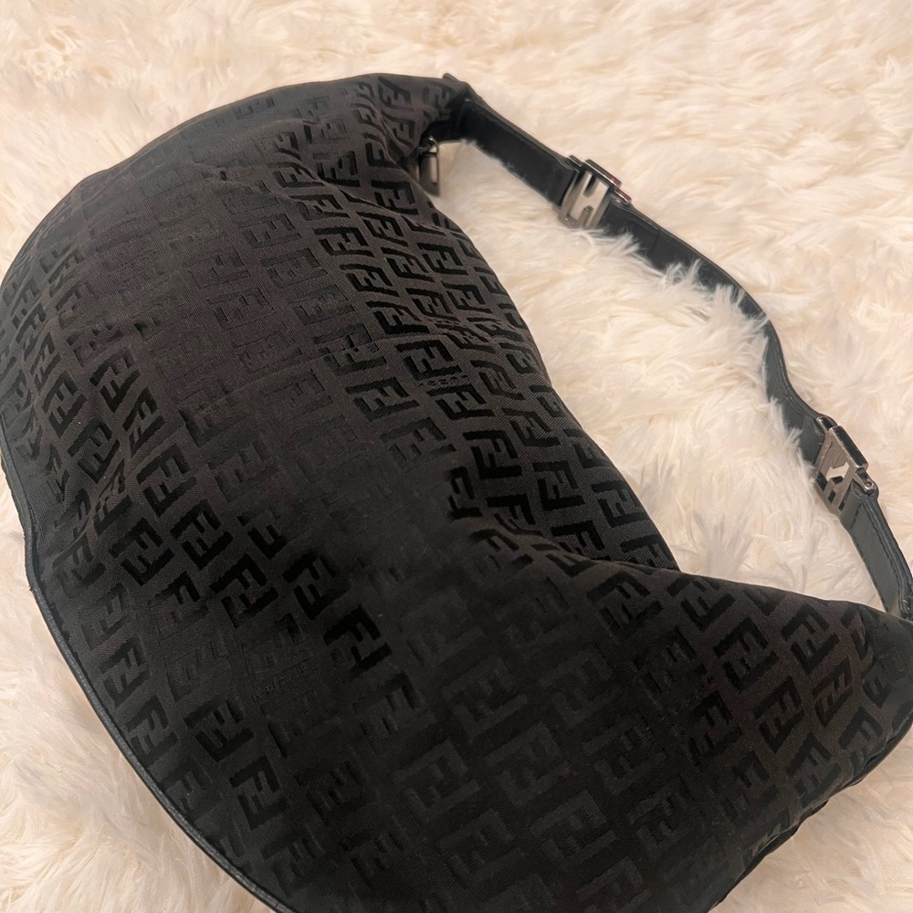 Fendi Black Logo Bag with Gun Metal Hardware